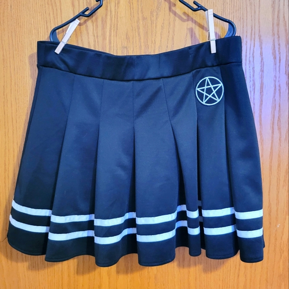 Body Rage 1X High Waisted Pentagram Pleated Skirt